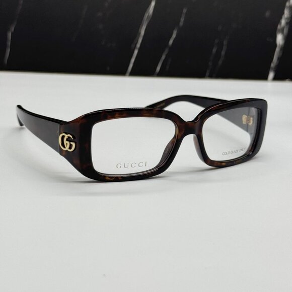 NEW GG1406O 002 GUCCI HAVANA SQUARE WOMEN GUCCI EYEGLASSES - Picture 1 of 11